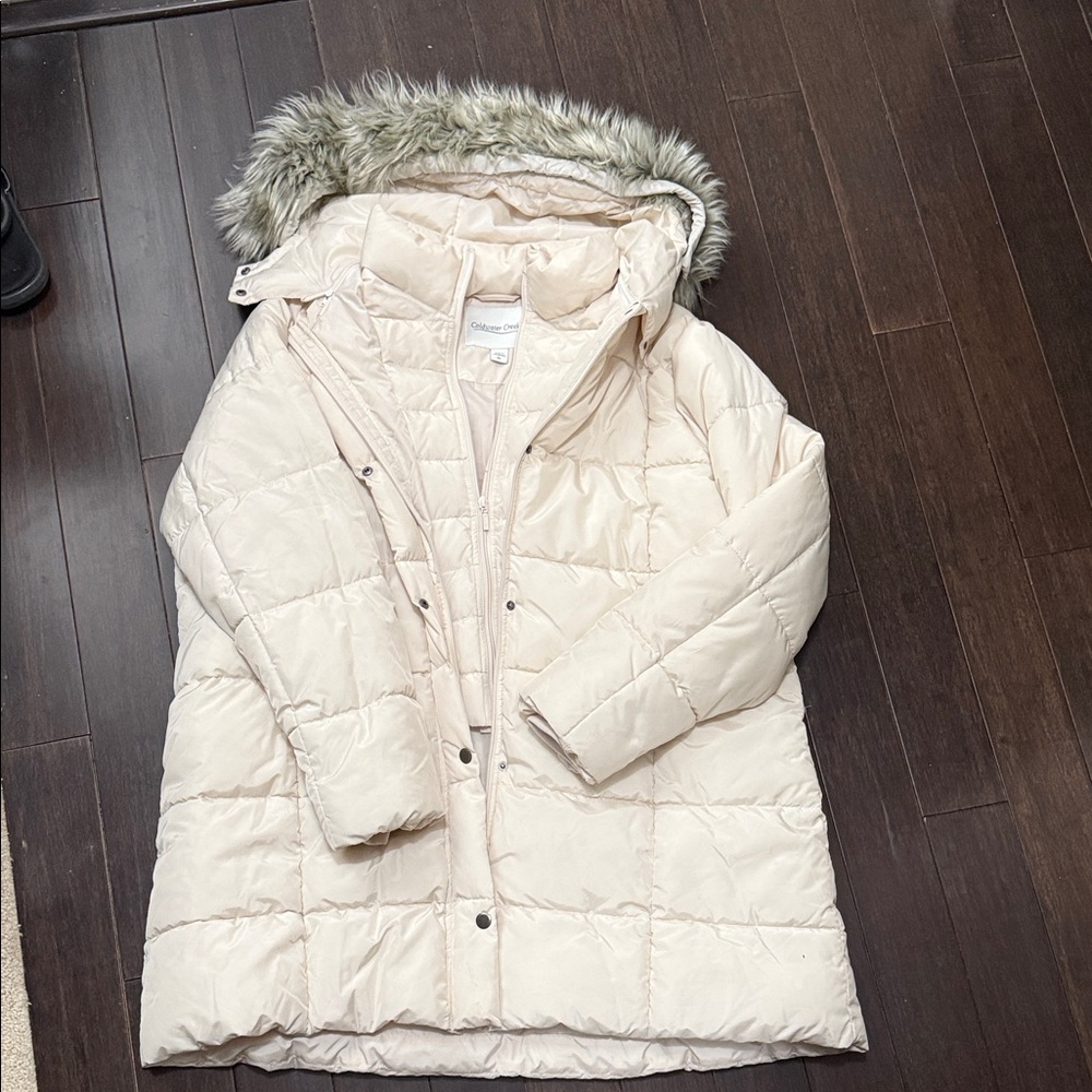 Coldwater Creek Beige Jacket with Faux Fur Trim